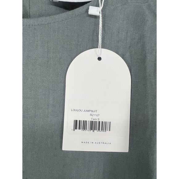 Rumer The Label Loulou Belted Jumpsuit Size Small 100% Linen Gray - Picture 9 of 11